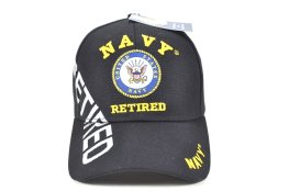 CAP-1433B NAVY EMB RETIRED W RETIRED ON SIDE CAP - BLACK