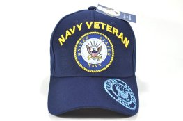 CAP-1452N NAVY EMB VETERAN W SHADOW ON BILL CAP - NAVY