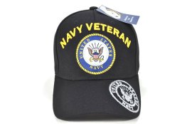 CAP-1452B NAVY EMB VETERAN W SHADOW ON BILL CAP - BLACK