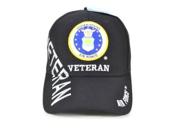 CAP-1353B AF EMB VETERAN W VETERAN ON SIDE CAP - BLACK