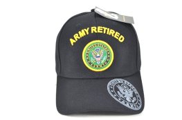 CAP-1205B ARMY EMB RETIRED CAP - BLACK