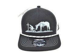 CC-49 PREACHING COWBOY TRUCKER MESH - BLACK/WHITE