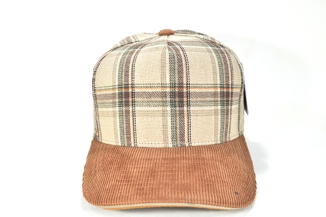 PLAID-101 5PANEL PLAID SANDWICH VISOR - KHAKI/CAMEL