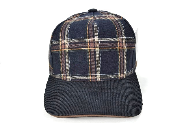 PLAID-101 5PANEL PLAID SANDWICH VISOR - BLACK