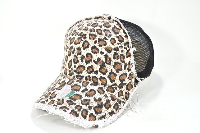 065-LEOPARD RAGGEDY PANEL MESH VELCRO BROWN/BLACK MESH