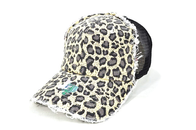 067-LEOPARD RAGGEDY PANEL MESH VELCRO KHAKI/BLACK MESH