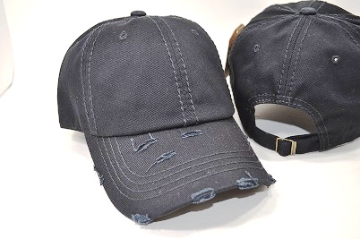 HS-009 COTTON VINTAGE STITCH CAP BLACK