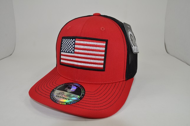 PIT BULL USA FLAG 3D LOGO RED/BLACK MESH