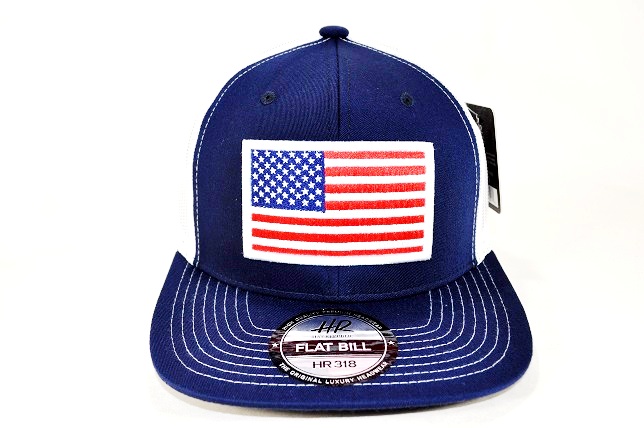 AF-5 AMERICAN FLAG LOGO FLAT BILL CAP- NAVY