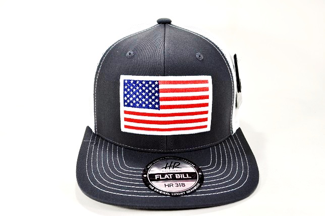 AF-8 AMERICAN FLAG LOGO FLAT BILL CAP- D.GREY