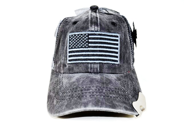 AF-15 AMERICAN FLAG LOGO BOTTLE OPENER CAP- BLACK
