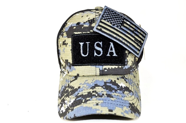 AF-21 AMERICAN FLAG LOGO PATCH CAP- BLACK DIGITAL CAMO
