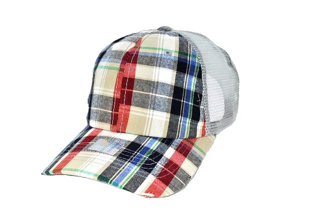 PL-02 PLAID RED/BEIGE/NAVY/L.GREY MESH