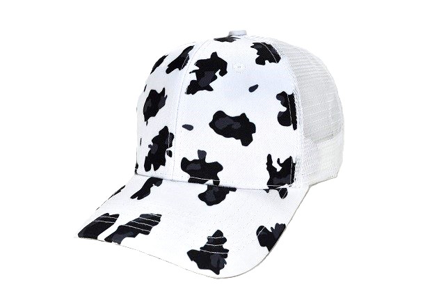 COW-002 COW PRINTED TRUCKER WHITE