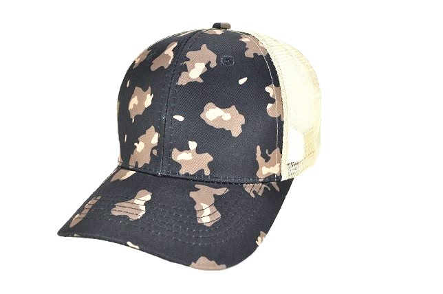 COW-005COW PRINTED TRUCKER - BLK/KHAKI