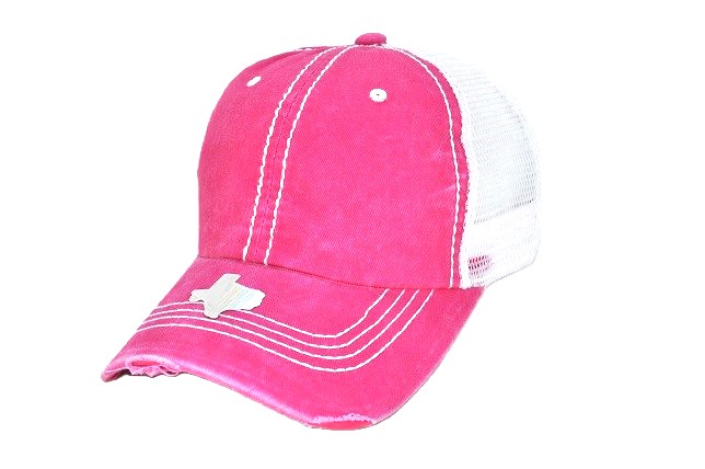 TS-006 PIGMENT VINTAGE THICK STITCH MESH CAP H.PINK/WHITE