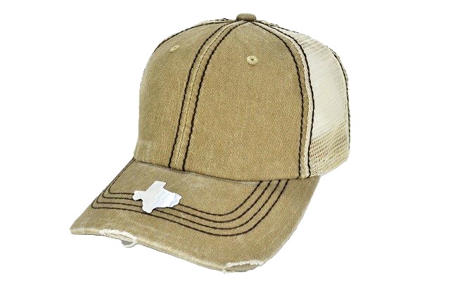 TS-001 PIGMENT VINTAGE THICK STITCH MESH CAP KHAKI/KHAKI