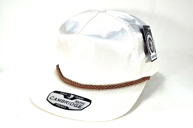 PB-303 5PANEL ROPE SATIN UNSTRUCTURED CAP - CREAM