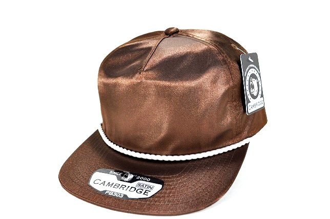 PB-303 5PANEL ROPE SATIN UNSTRUCTURED CAP - BROWN