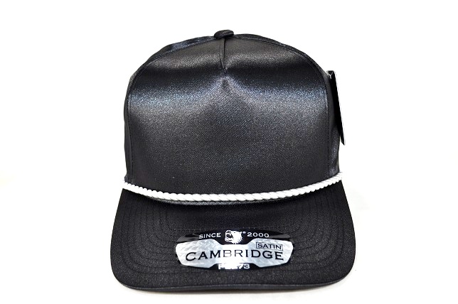 PB-273 5PANEL ROPE SATIN SNAP CAP - BLACK