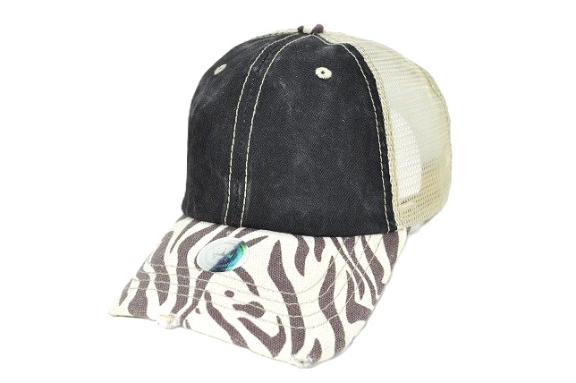 008-ZEBRA-PIGMENT-CAP(BROWN&WHITE)/KHAKI MESH