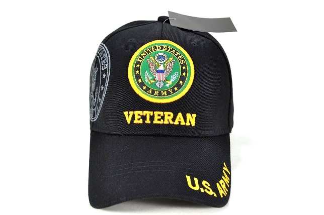 CAP-1203B ARMY SHIELD VETERAN - BLACK