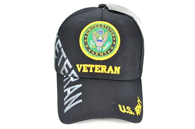 CAP-1226B ARMY EMB SIDE VETERAN - BLACK
