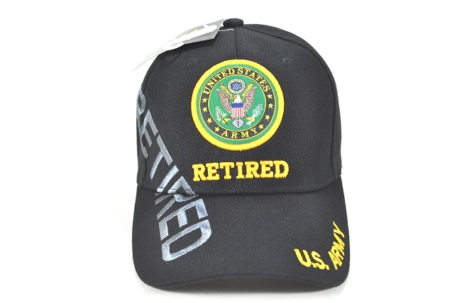 CAP-1225B ARMY EMB SIDE RETIRED CAP -BLACK