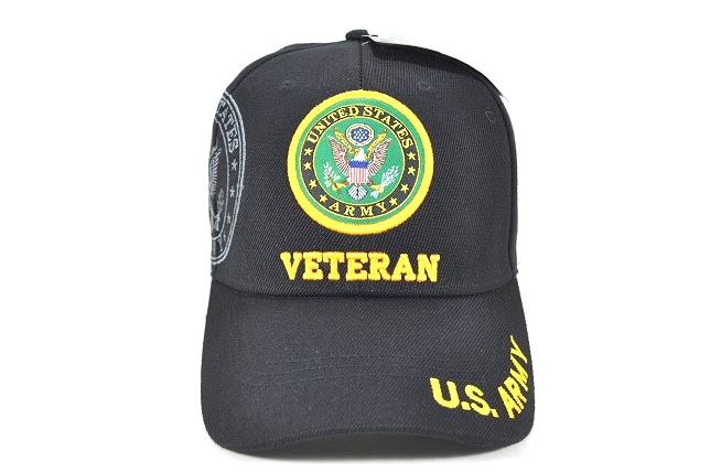 CAP-1203B ARMY EMB VETERAN CAP -BLACK