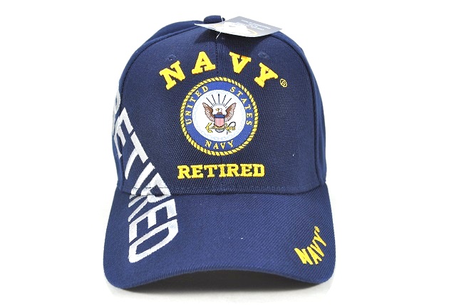 CAP-1433N NAVY EMB RETIRED W RETIRED ON SIDE CAP - NAVY