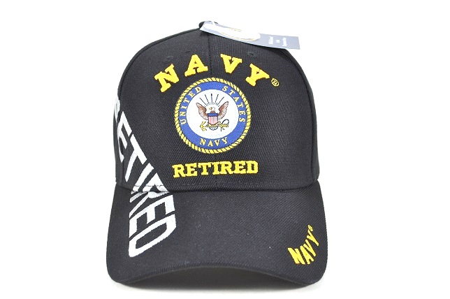 CAP-1433B NAVY EMB RETIRED W RETIRED ON SIDE CAP - BLACK
