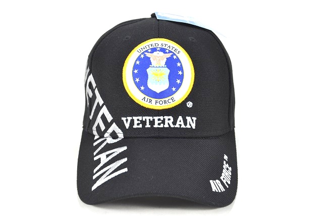 CAP-1353B AF EMB VETERAN W VETERAN ON SIDE CAP - BLACK