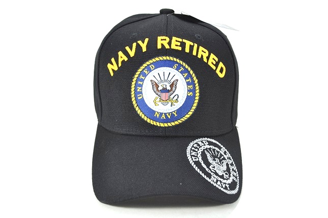 CAP-1432B NAVY EMB RETIRED W SHADOW ON BILL CAP - BLACK