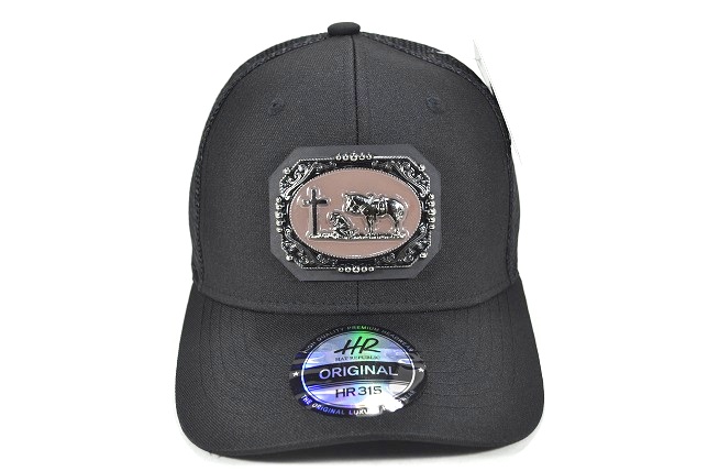 CC-39 PREACHING COWBOY METAL LOGO - BLACK/BLACK MESH