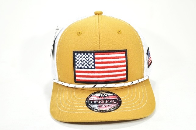AF-33 AMERICAN FLAG TRUCKER MESH - CARAMEL/WHITE