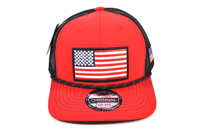 AF-35 AMERICAN FLAG TRUCKER MESH - RED/BLACK