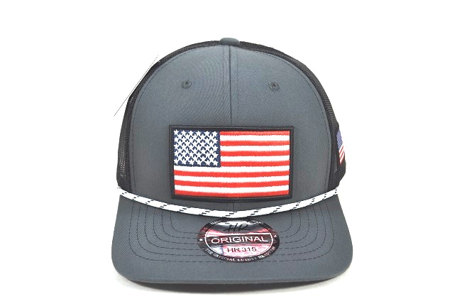 AF-36 AMERICAN FLAG TRUCKER MESH - CHARCOAL/BLACK