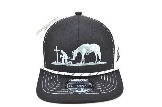 CC-49 PREACHING COWBOY TRUCKER MESH - BLACK/WHITE
